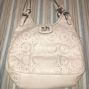 White leather Coach bag